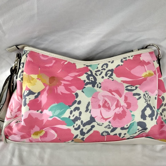 ELLEN TRACY PINK FLORAL BAG PURSE TOTE - Picture 2 of 8